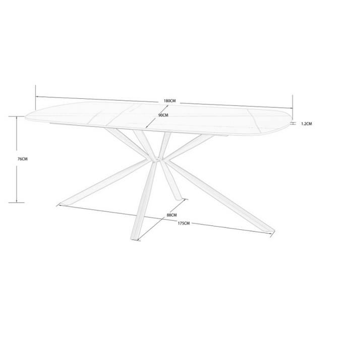 Tavolo Style fisso con piano in ceramica effetto marmo nero opaco e oro con gambe nere