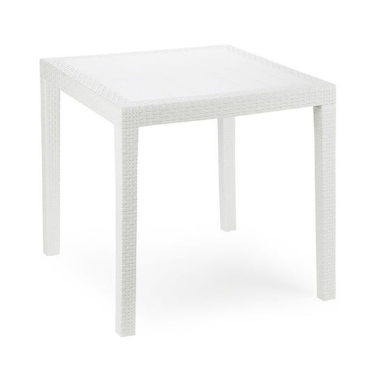 Trade Shop - Tavolo Tavolino Quadrato Effetto Finto Rattan Vimini Bianco 79x79x72cm Bar Casa 052000 -
