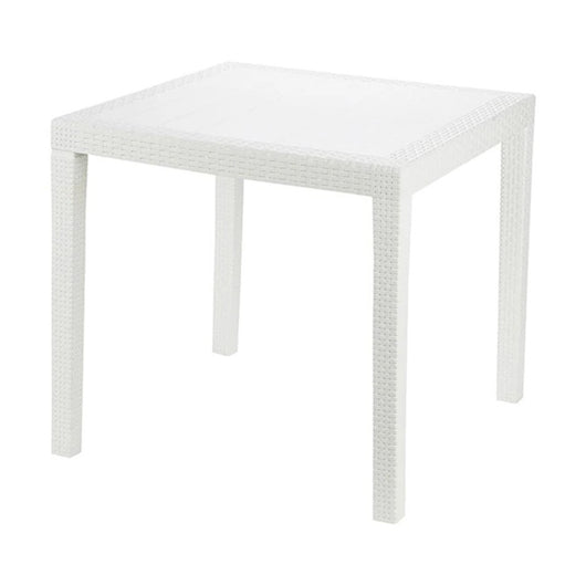 Trade Shop - Tavolo Tavolino Quadrato Effetto Finto Rattan Vimini Bianco 79x79x72cm Bar Casa 052000 -