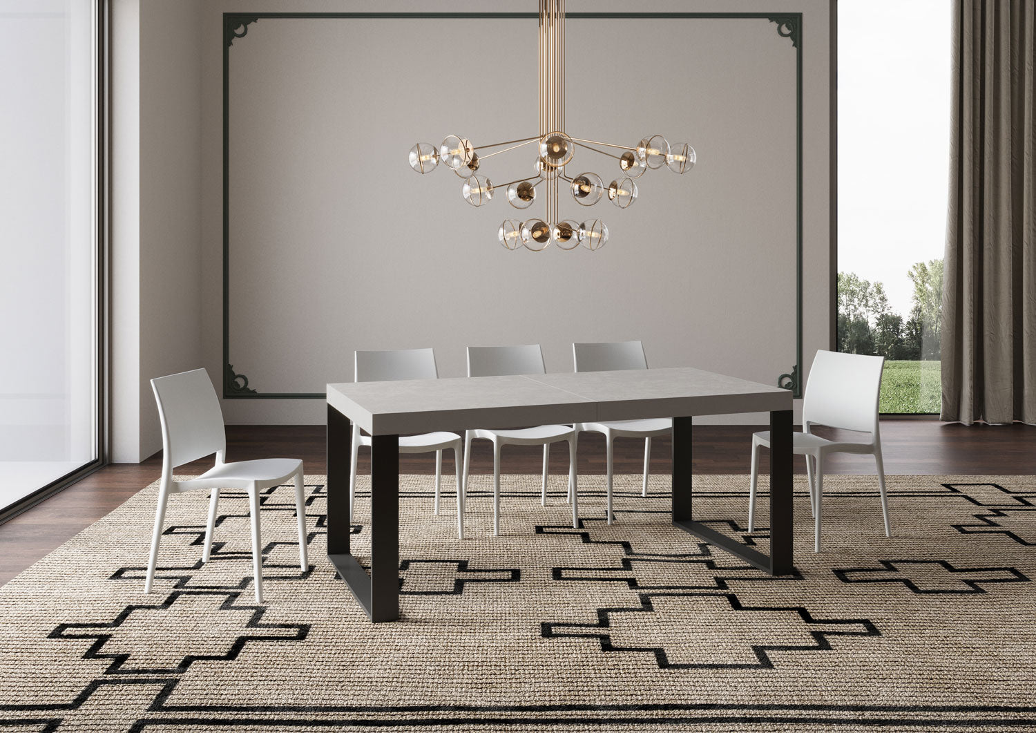 Tavolo allungabile 200/304x90 cm Tecno cashmere gambe antracite