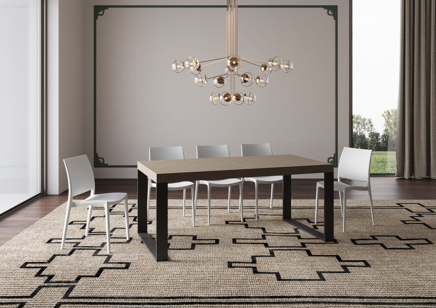 Tavolo allungabile 200/304x90 cm Tecno tortora gambe antracite