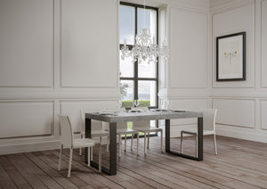 Tavolo allungabile 200/304x90 cm Tecno cemento gambe antracite