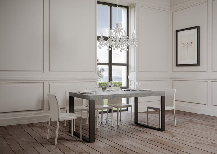 Tavolo allungabile 200/304x90 cm Tecno cemento gambe antracite