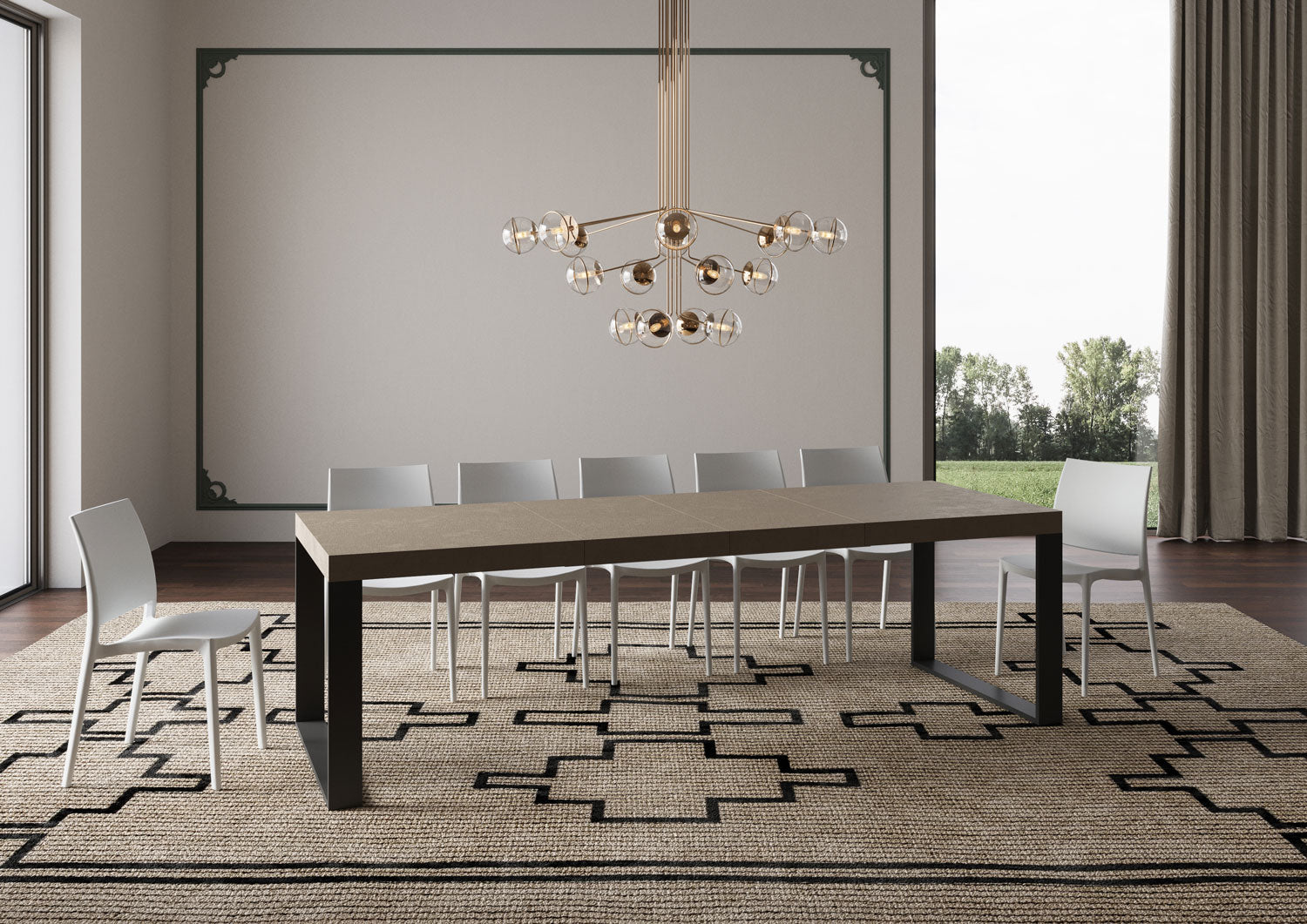 Tavolo allungabile 200/304x90 cm Tecno Premium tortora gambe antracite