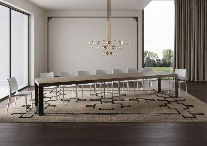 Tavolo allungabile 200/460x90 cm Tecno Premium tortora gambe antracite