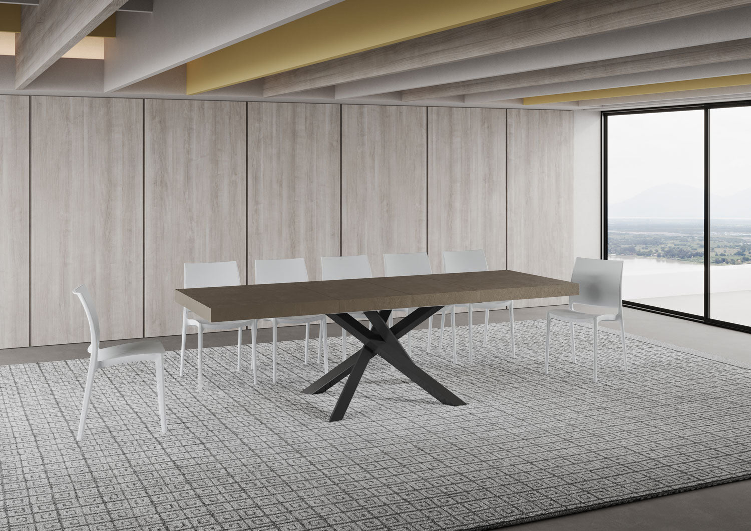 Tavolo allungabile 160/420x90 cm Volantis Premium tortora gambe antracite