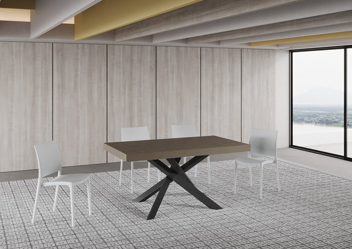 Tavolo allungabile 160/420x90 cm Volantis Premium tortora gambe antracite