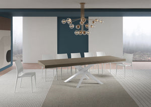 Tavolo allungabile 180/440x90 cm Volantis Premium tortora gambe bianche