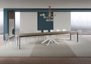 Tavolo allungabile 180/440x90 cm Volantis Premium tortora gambe bianche