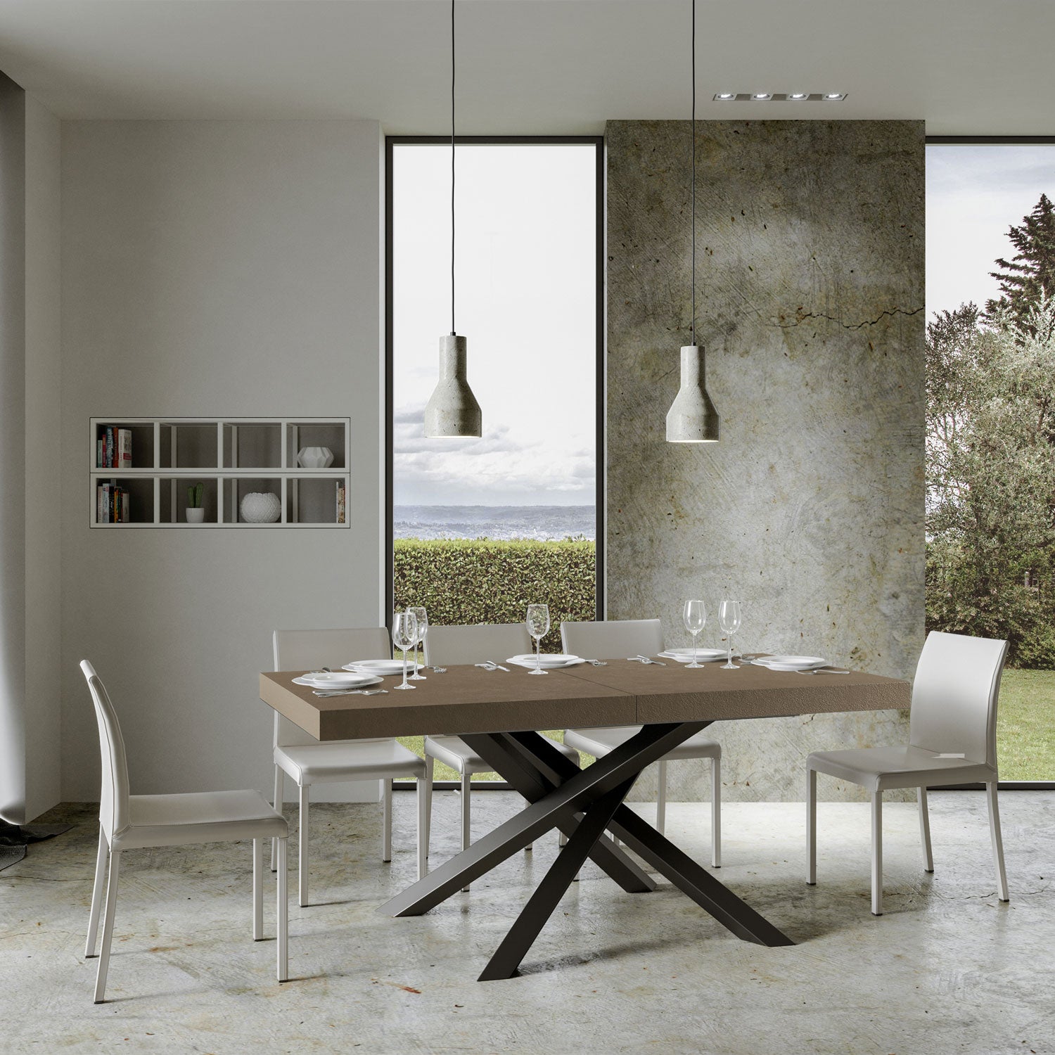 Tavolo allungabile 180/440x90 cm Volantis Premium tortora gambe antracite