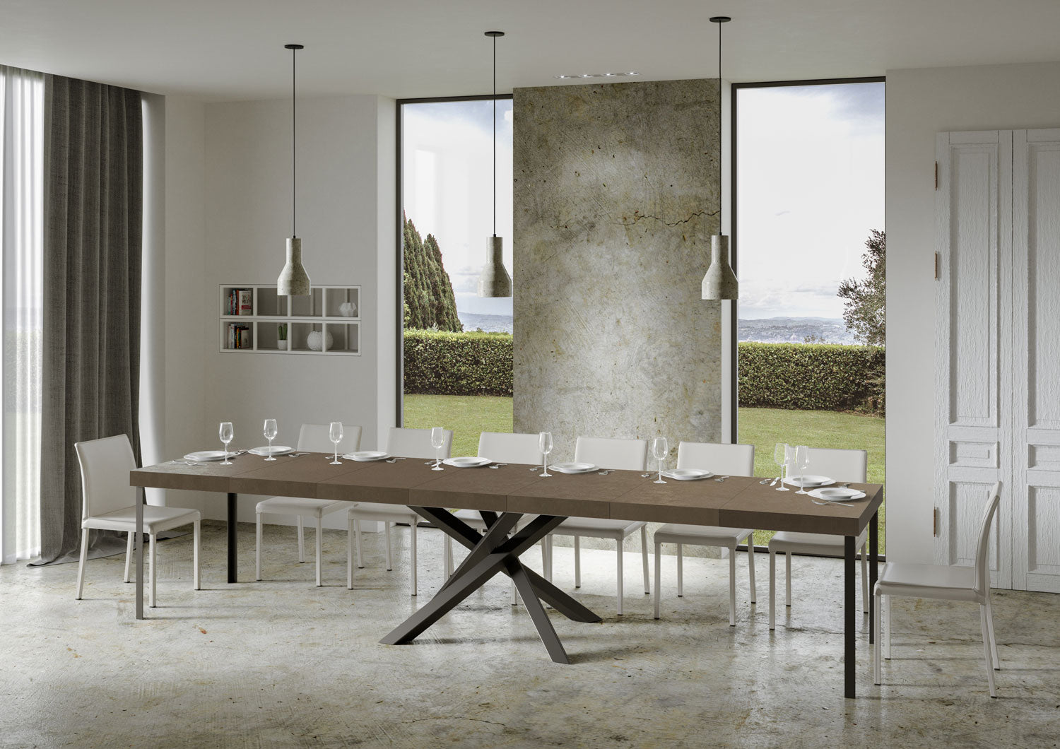 Tavolo allungabile 200/460x90 cm Volantis Premium tortora gambe antracite