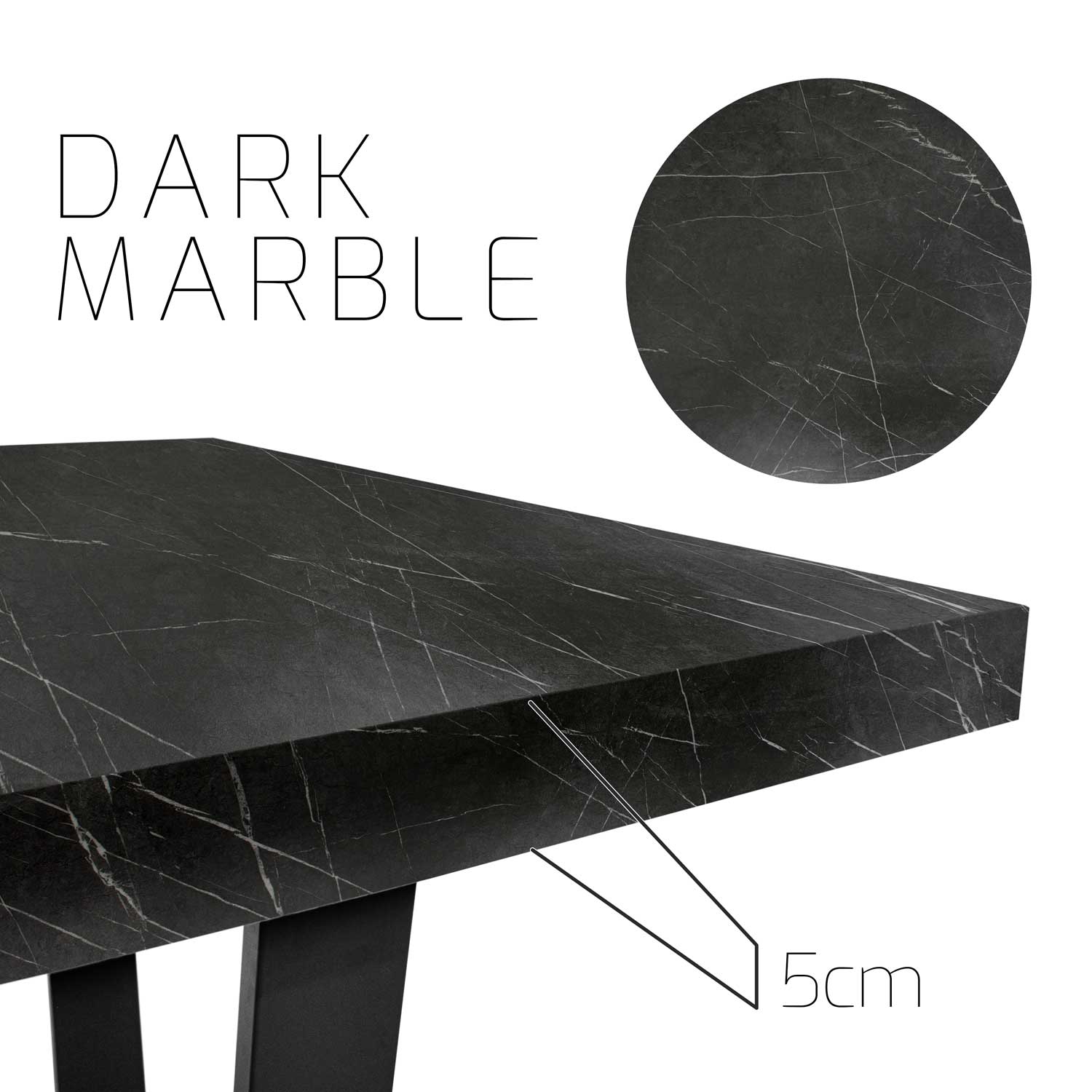 Zimbabwe - Ripiano per tavolo da pranzo 160x90x5 cm / Marmo scuro