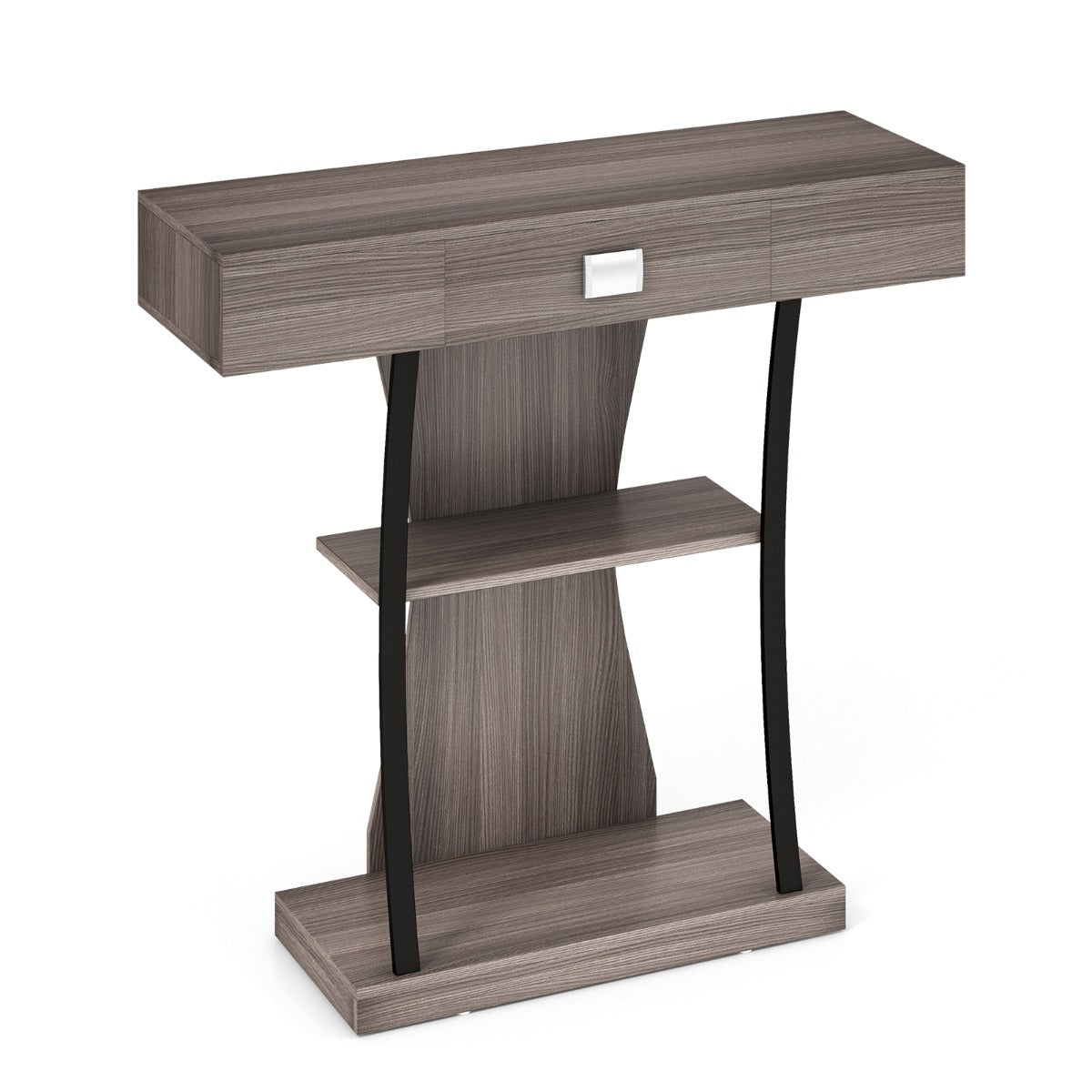 Tavolo consolle con cassetto ripiani per piccoli spazi-Tavolo moderno per ingresso Grigio