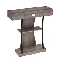 Tavolo consolle con cassetto ripiani per piccoli spazi-Tavolo moderno per ingresso Grigio