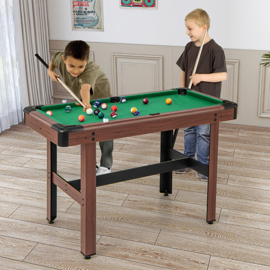 Tavolo da biliardo 122cm con set completo di palline 2 steccette 2 gessi, Tavolo da gioco da biliardo in legno Verde-Stanza dei giochi