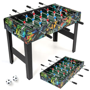 Tavolo da calcio balilla gioco 2 in 1 con gambe rimovibili, Tavolo da calcio balilla libero con 2 palline Nero-Stanza dei giochi