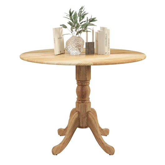 Tavolo da cucina in legno di gomma con base a piedistallo per sala, Tavolo da pranzo rotondo 100 cm per 4 persone Naturale-Tavoli da esterno