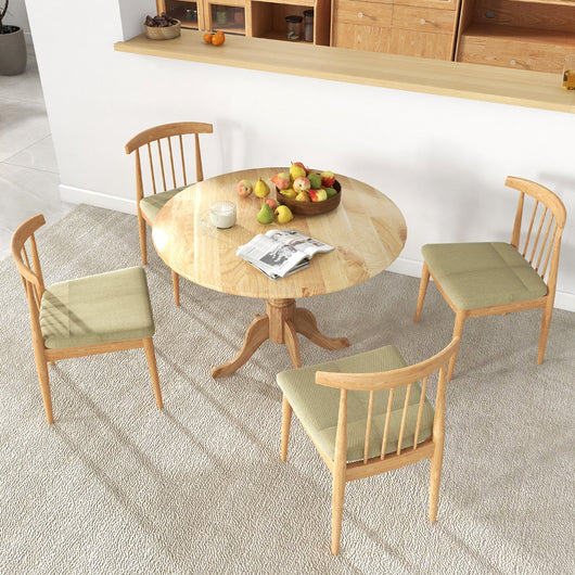 Tavolo da cucina in legno di gomma con base a piedistallo per sala, Tavolo da pranzo rotondo 100 cm per 4 persone Naturale-Tavoli da esterno