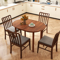 Tavolo da cucina ovale con gambe in legno di caucci¨´ per soggiorno, Tavolo da pranzo in legno per 2-4 persone Noce-Tavoli e sedie da pranzo