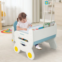 Tavolo da disegno e sedia per bambini con acquarelli e gomma per lavagna, Tavolo con ripiano da leggere Blu-Tavoli e sedie