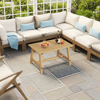 Tavolo da giardino in legno massiccio da tavolino rettangolare con doghe, Tavolo da terrazza da balcone Naturale-Tavoli da esterno