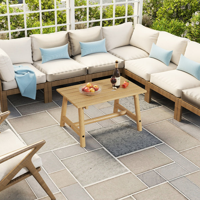 Tavolo da giardino in legno massiccio da tavolino rettangolare con doghe, Tavolo da terrazza da balcone Naturale-Tavoli da esterno