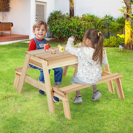 Set tavolo e panca 4 in 1 in legno con piano rimovibile e 2 scatole contenitive, Tavolo attivit¨¤ per bambini-Tavoli e sedie