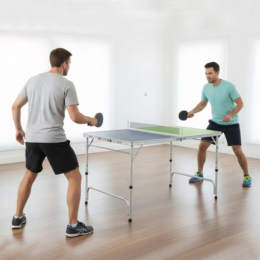 Tavolo da ping pong 120x76 cm set mini tennis pieghevole con rete 2 rachette, Tavolo da ping pong con 2 palline Verde-Stanza dei giochi