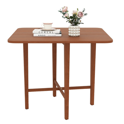 Tavolo da pranzo pieghevole per 2-4 persone con 2 pannelli a ribalta e gambe, Tavolo da pranzo quadrato in legno Noce-Tavoli e sedie da pranzo