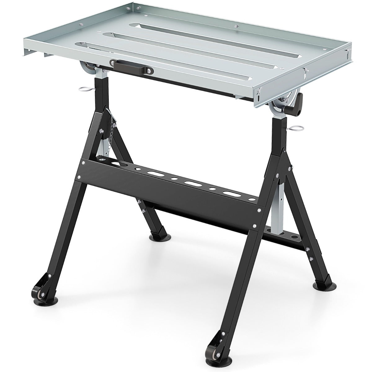 Tavolo da saldatura con 4 regolazioni in altezza e 5 angoli inclinabili, Banco da saldatura portata 180kg Nero-Tavoli da lavoro