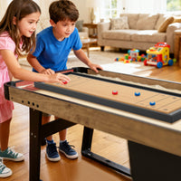 Shuffleboard da tavolo gioco da tavolo 2 in 1 con 8 dischi set combinato portatile in legno, Shuffleboard gioco per adulti-Stanza dei giochi