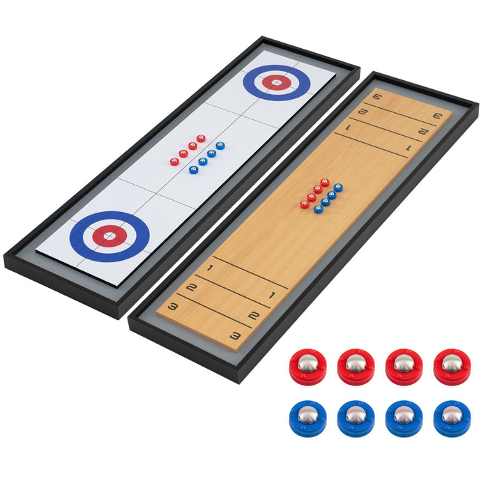 Shuffleboard da tavolo gioco da tavolo 2 in 1 con 8 dischi set combinato portatile in legno, Shuffleboard gioco per adulti-Stanza dei giochi