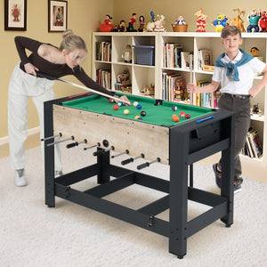 Tavolo foosball e biliardo combo con gambe da interno per casa, Tavolo multi-gioco 2-in-1 con rotazione Nero-Stanza dei giochi
