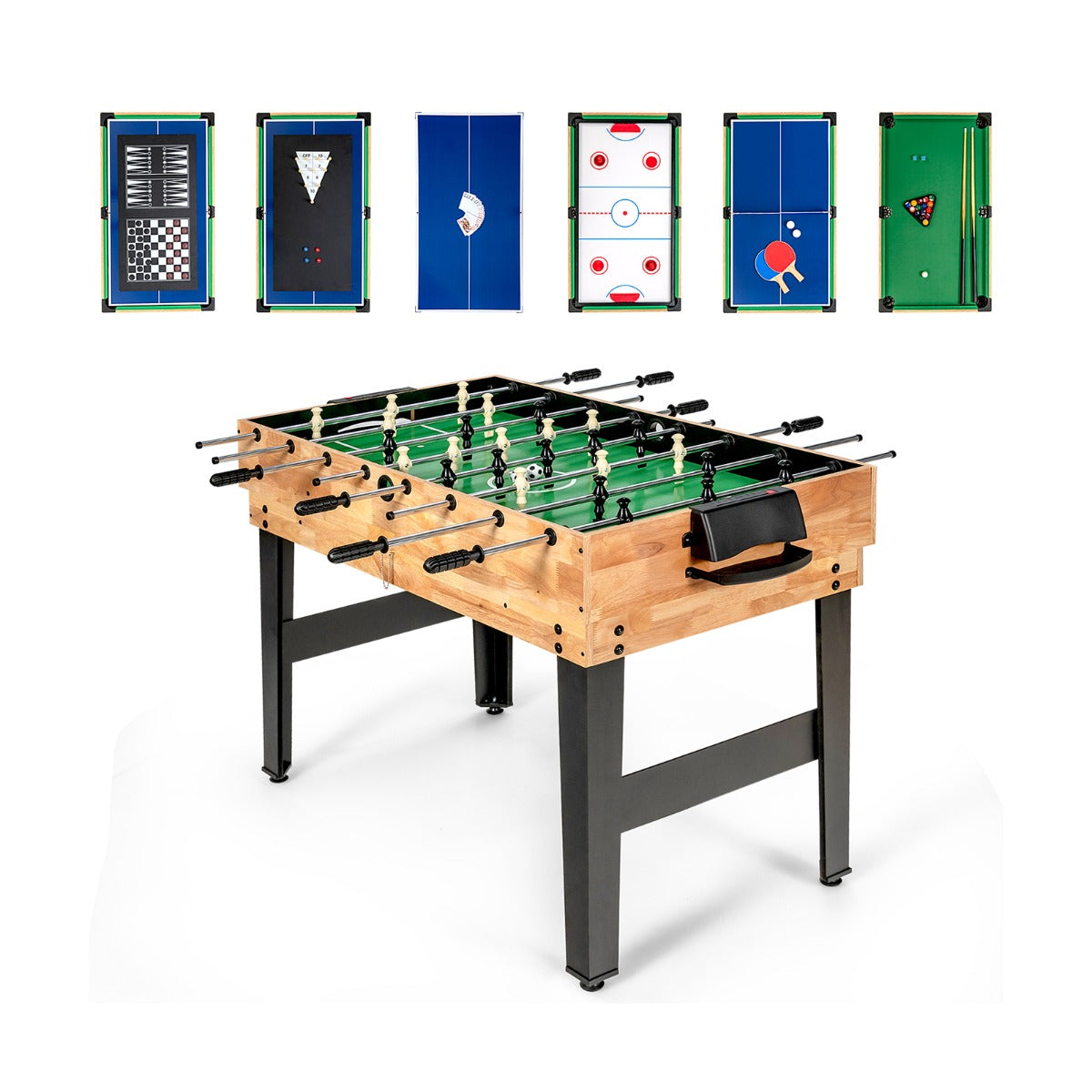 Tavolo multigioco 10 in 1 per calcio balilla con dama e backgammon, Tavolo in legno per sala giochi e bar e club-Stanza dei giochi