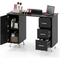 Tavolo per unghie con cassetti, Postazione lavoro in legno per nail art per salone di bellezza Nero-Scrivanie