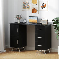 Tavolo per unghie con cassetti, Postazione lavoro in legno per nail art per salone di bellezza Nero-Scrivanie