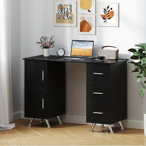 Tavolo per unghie con cassetti, Postazione lavoro in legno per nail art per salone di bellezza Nero-Scrivanie