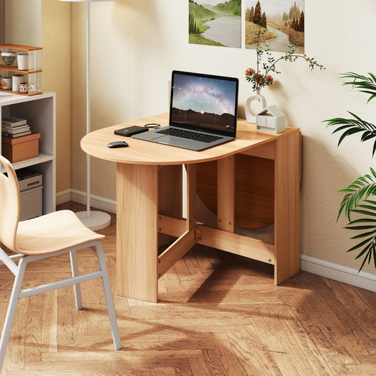 Tavolo pieghevole da pranzo da lavoro multiuso design moderno, Tavolo con 163 x 80 x 75 cm Legno naturale-Tavoli da pranzo