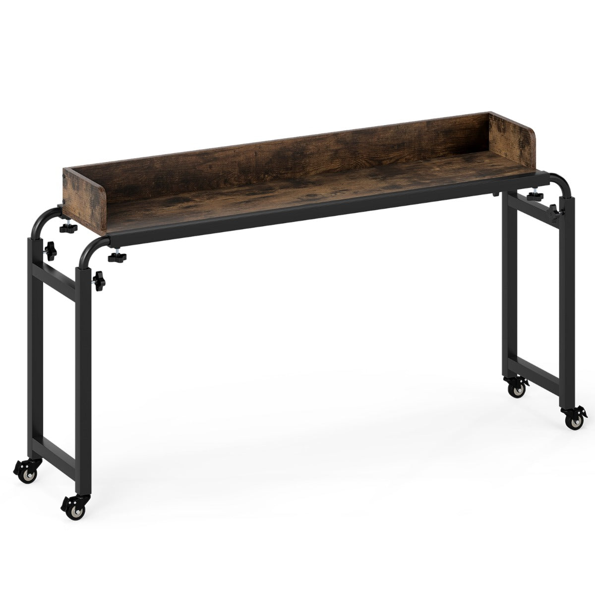 Scrivania mobile per letto matrimoniale con altezza e lunghezza regolabili telaio in metallo, Scrivania sopra-il-letto con ruote -Tavolini per laptop