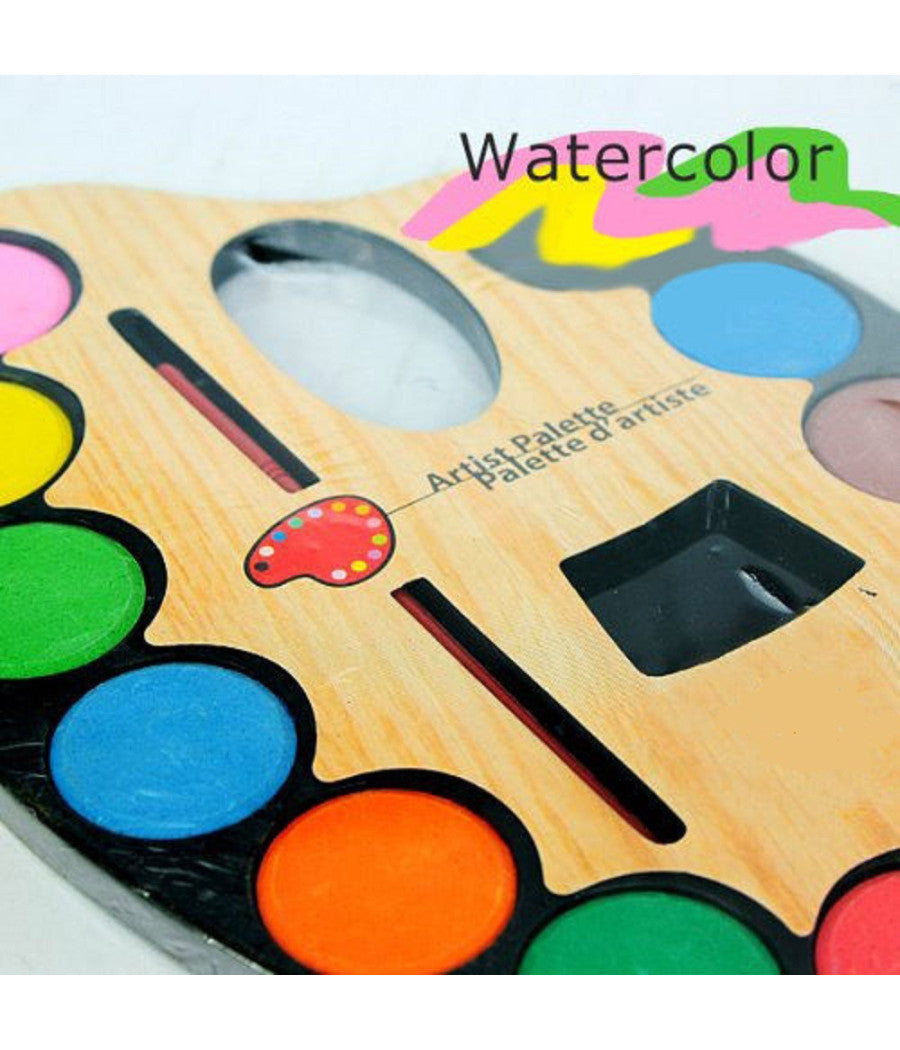 Tavolozza Per Pittura Acquerelli Pennelli Scuola Hobby Set Acquerelli 12 Colori         