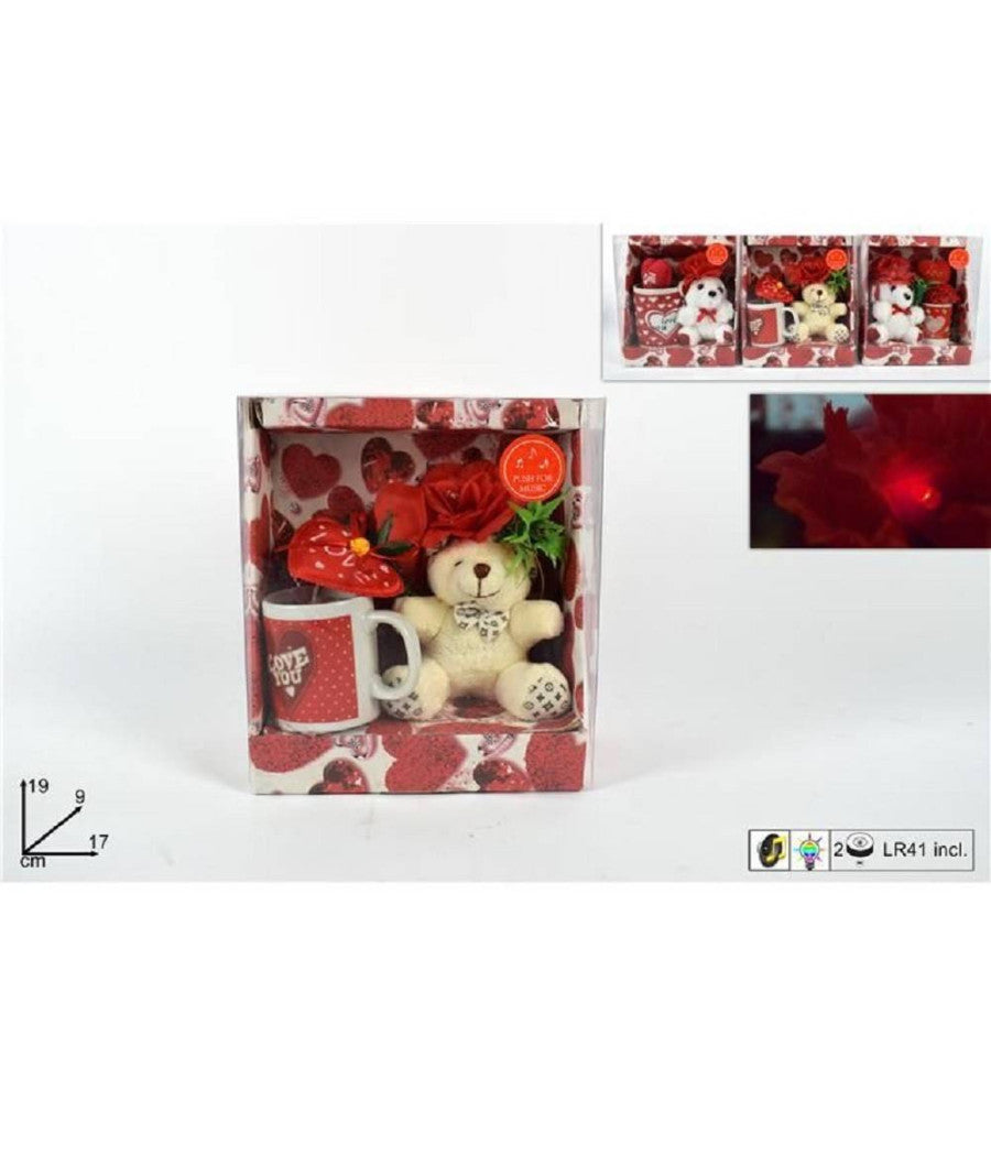 Tazza Con Orsetto Fiore E Musica Idea Regalo San Valentino Confezione Assortite         
