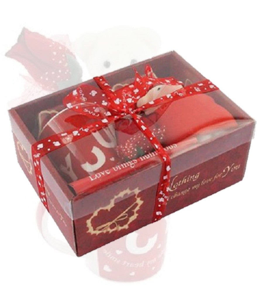 Tazza Orsetto Bianco In Peluche Fiore Confezione Regalo Per San Valentino 63298         