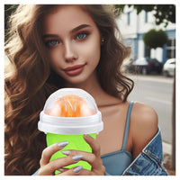 Trade Shop - Tazza Per Granita Di Ghiaccio Magica Congelata Rapida In Silicone Con Cucchiaino -