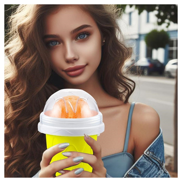 Trade Shop - Tazza Per Granita Di Ghiaccio Magica Congelata Rapida In Silicone Con Cucchiaino -