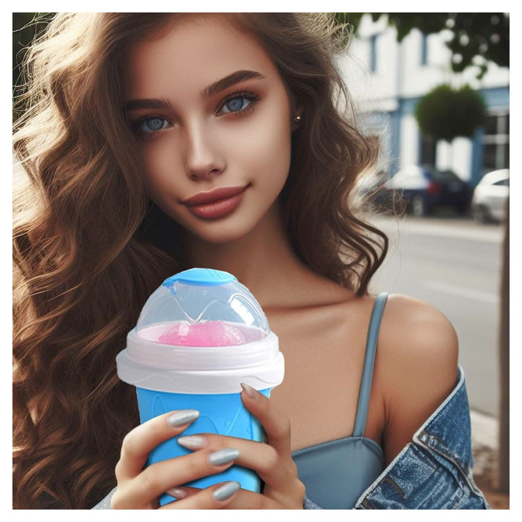 Trade Shop - Tazza Per Granita Di Ghiaccio Magica Congelata Rapida In Silicone Con Cucchiaino -