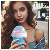 Trade Shop - Tazza Per Granita Di Ghiaccio Magica Congelata Rapida In Silicone Con Cucchiaino -