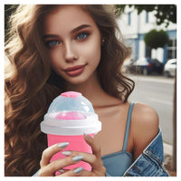 Trade Shop - Tazza Per Granita Di Ghiaccio Magica Congelata Rapida In Silicone Con Cucchiaino -