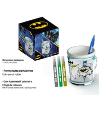 Tazza Portapenne Da Colorare Batman Supereroi Bicchiere Porta Pennarelli Colori         