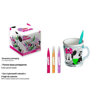 Tazza Portapenne Da Colorare Minnie Disney Bicchiere Pennarelli Colori Regalo         