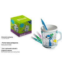 Tazza Portapenne Da Colorare Stitch Disney Bicchiere Pennarelli Colori Regalo         